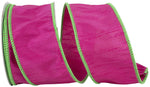 Fuchsia w/ Lime Edge Dupioni Wired Ribbon- 2.5" x 10yds