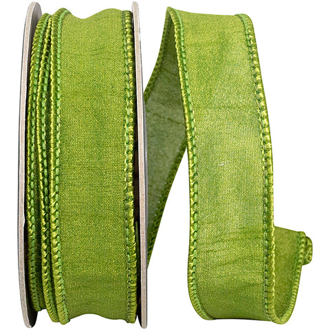Moss Dupioni Wired Ribbon - 7/8" x 10yds