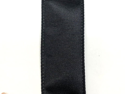 Black Ribbed Satin Wired Edge  1.5' x 10 YDS