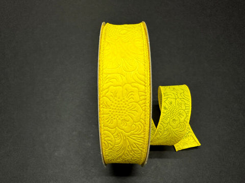 Daffodil Flower Embossed Wired Ribbon - 1.5" x 50yds