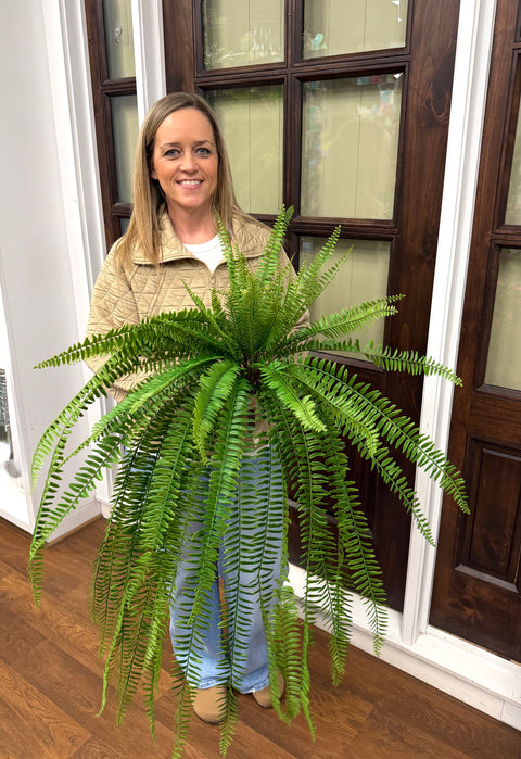 36" Boston Fern Bush 63 Leaves - UV Protected - Green