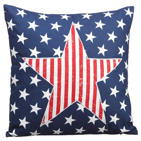 18"Wx18"L - Large Striped Star Patriotic Pillow
