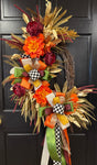 Checkered Fall Oval Wreath