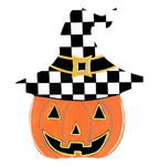 Checkered Witch Jack-O-Lantern -  Corrugated Coroplast Yard Stake