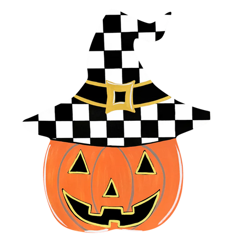 Checkered Witch Jack-O-Lantern -  Corrugated Coroplast Yard Stake