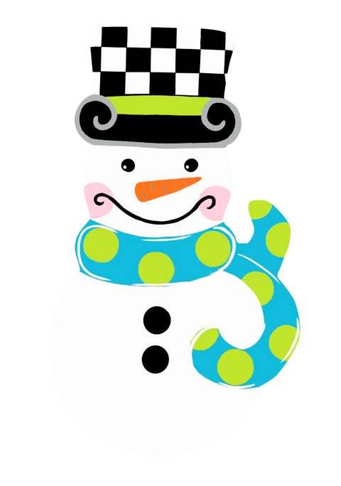 Snowman - Checkered BOY Version - Christmas Corrugated Coroplast Yard Stake