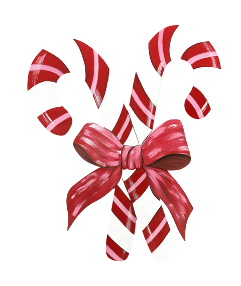 Pink & Red Candy Canes - Christmas Corrugated Coroplast Yard Stake