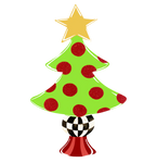 Christmas Tree - Gold Star and Checkered - Acrylic Christmas Ornament