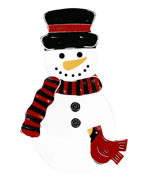 Snowman and Cardinal - Christmas Mini Piece (Magnet/Velcro)