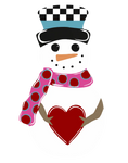 Snowman and Heart - Winter Corrugated Coroplast Yard Stake