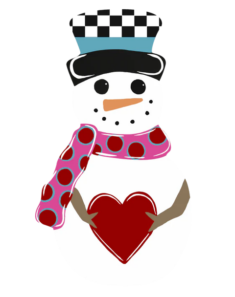 Snowman and Heart - Winter Corrugated Coroplast Yard Stake