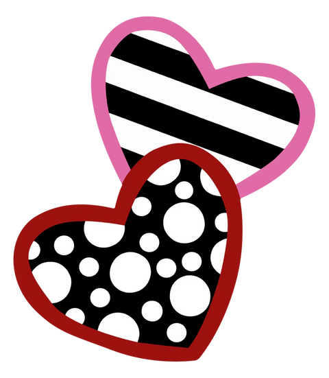 Crazy Dots & Stripes Double Heart - Valentine Corrugated Coroplast Yard Stake