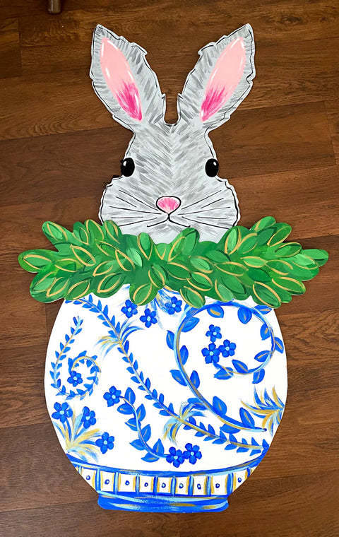 Peeking Bunny in Ginger Jar - Easter - Mini Piece (Magnet/Velcro)