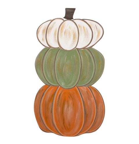 Cool Tones Green Autumn Pumpkin Stack -  Corrugated Coroplast Yard Stake