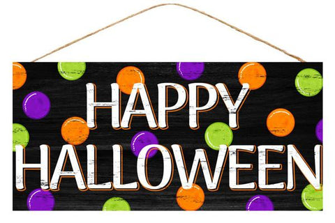 12.5"Lx6"W "Happy Halloween"/Polka Dot Sign