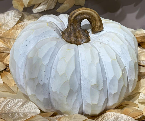 12" Heirloom Pumpkin - Cream - RESIN