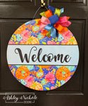 Abstract Colorful Pumpkin Round Sign Door Hanger (UV Printed)