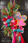 Abstract Colorful Triple Heart Valentine Wreath