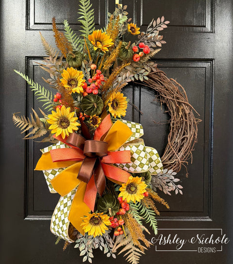 Amber Sunflowers Fall Wreath