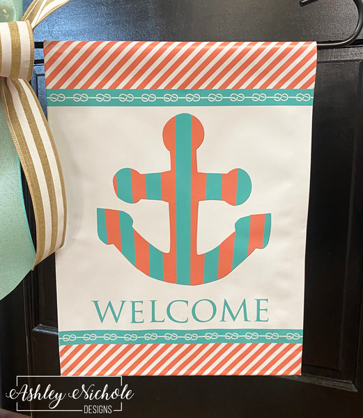 Anchors Away - Vinyl Garden Flag – AshleyNichole Designs