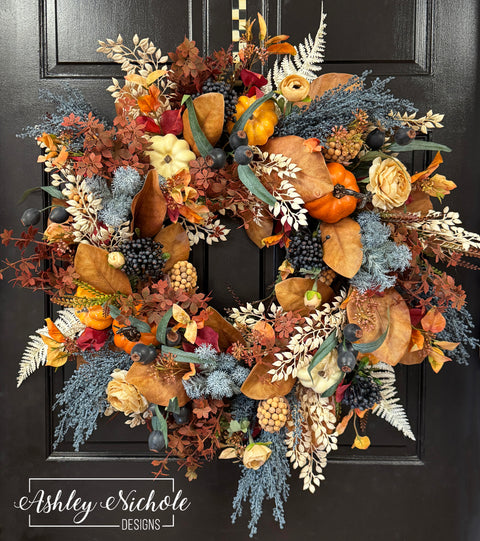 Autumn Sunsets Round Fall Wreath