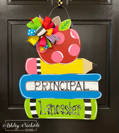 Back to School Stack Door Hanger (Hand-Painted)