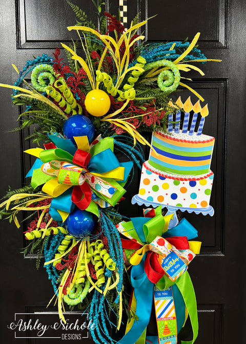Birthday Cake Wreath - Bold Colors