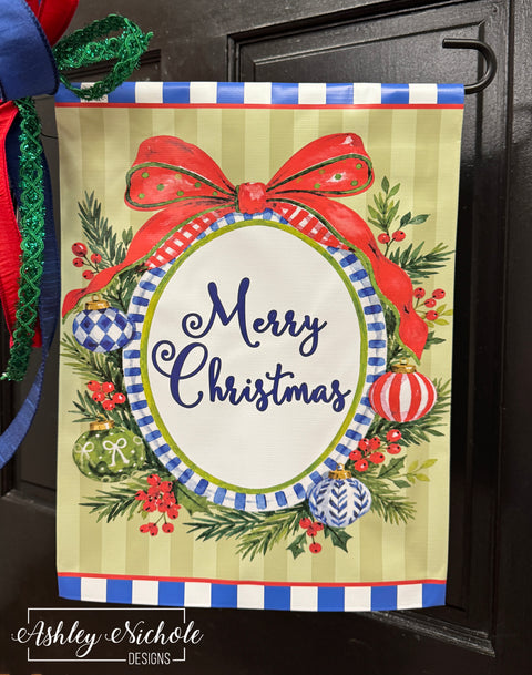 Blue & White Christmas Charm - Vinyl Garden Flag