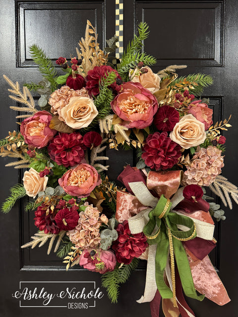Blushing into Fall Round Wreath