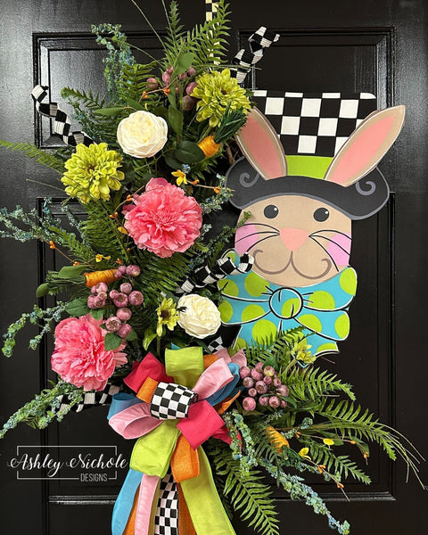 Bunny - Checkered Top Hat - Wreath