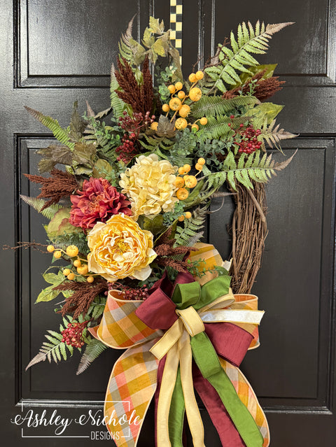 Burgundy Harvest Fall Wreath