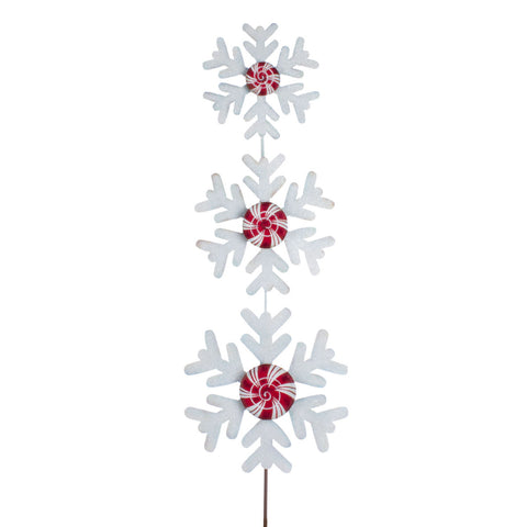 Peppermint Snowflake Stake 2pc - Metal Stake