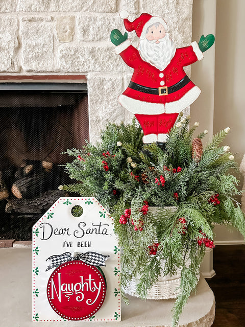 "Dear Santa" Sign With Reversible Metal Charm - "Naughty or Nice"