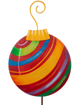 Merry & Bright Striped Ornament Stake - Small