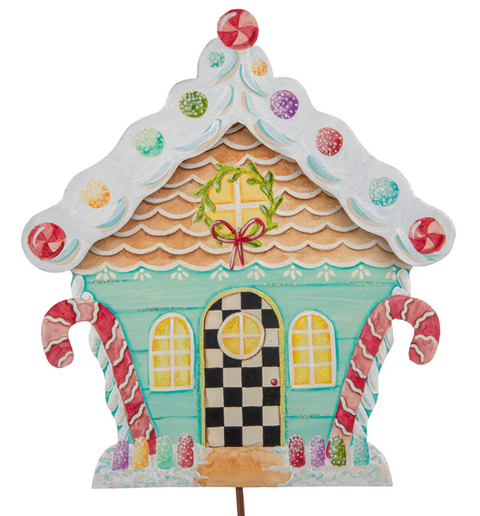 Small Gingerbread House Metal Stake