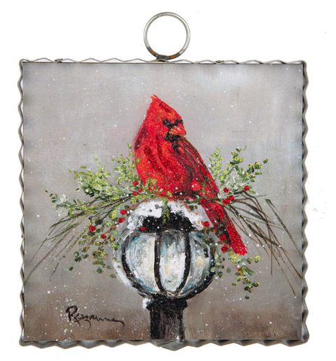 Mini Cardinal on Lamp Post Print Charm Attachment