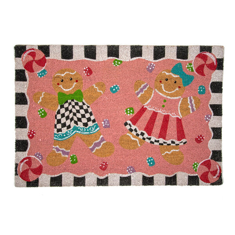 Gingerbread Girl & Boy Coir Door Mat