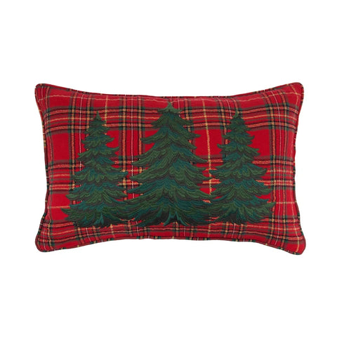 22" Spruce Tree Plaid Pillow - Red/Green
