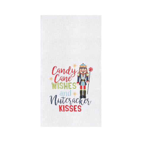27" Nutcracker Kisses Tea Towel - White