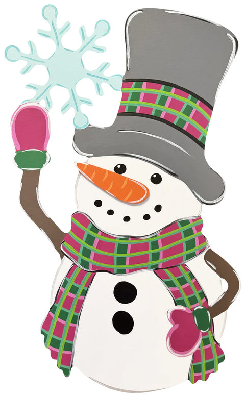 Snowflakes & Plaid Snowman - Winter Corrugated Coroplast Yard Stake