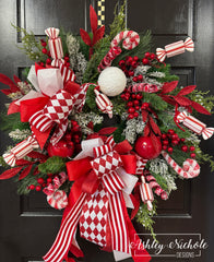 Candy Cane Lane Round Christmas Wreath