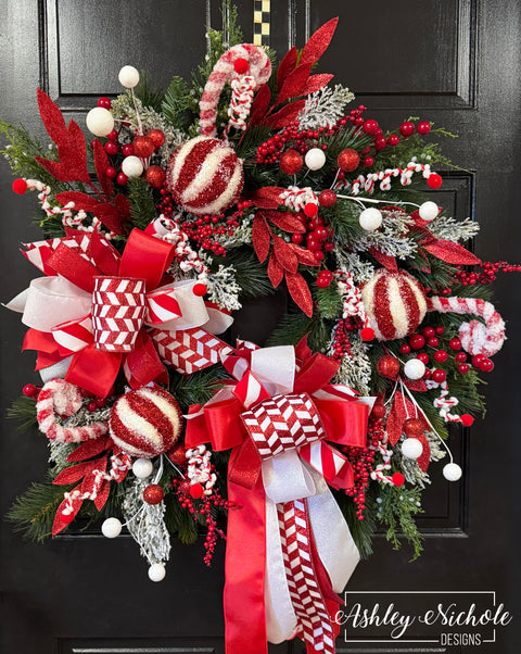 Candy Cane Lane Round Christmas Wreath