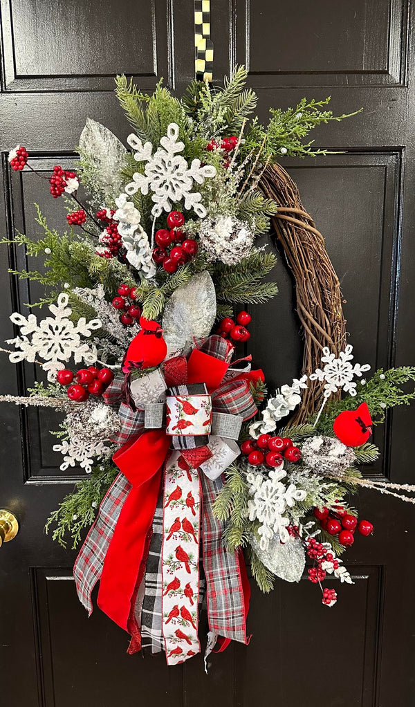 Cardinal & Snowflakes Wreath – AshleyNichole Designs