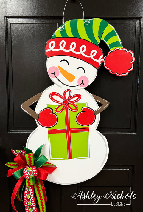 Cheery Snowman Christmas Door Hanger