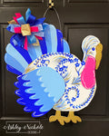 Chinoiserie Tom Turkey Door Hanger - Blue & White