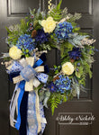 Chinoiserie Winter Round Floral Wreath