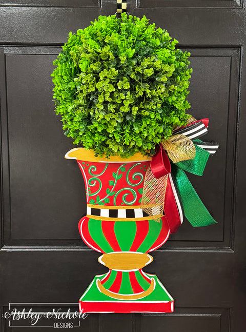 Christmas Urn Topiary Door Hanger (UV PRINTED)