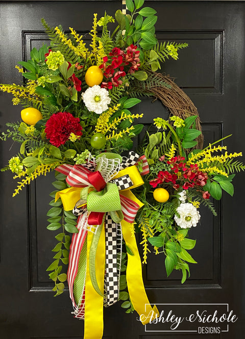 Citrus & Garden Blooms Wreath