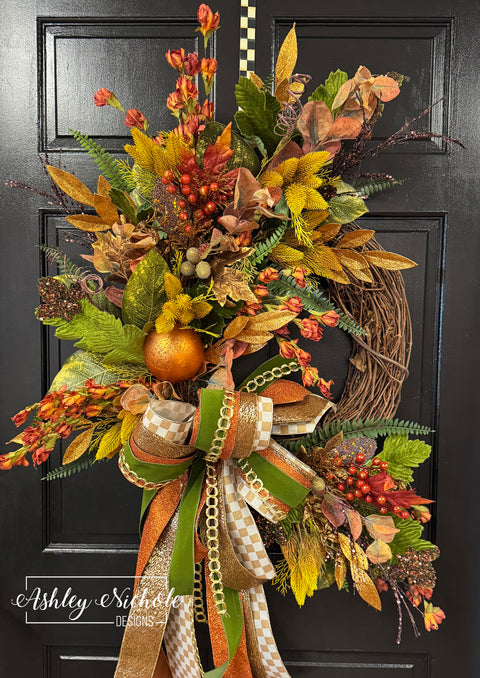 Colors of Autumn GRAPEVINE Wreath