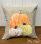 Custom - Cool Tones Pumpkins Fall Pillow (Green/Orange/Cream)